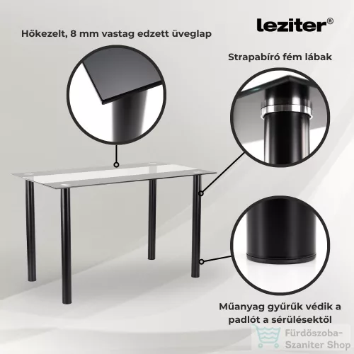 Leziter Denton 4+1 étkező garnitúra fehér-fekete LUA140B_DA258WB_4