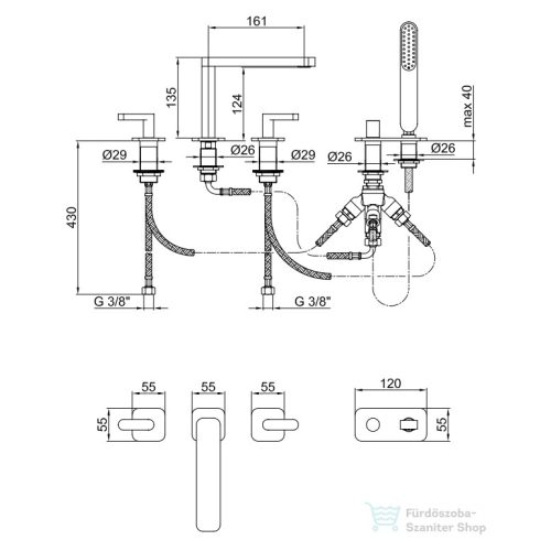 Webert LIVING peremre szerelhető kádcsaptelep, króm LV730401.015