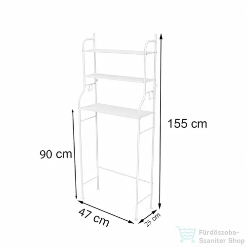 Leziter Fürdőszobai polc wc fölé, többszintes, fehér LWCA-01W