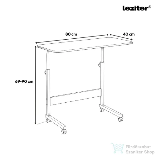 Leziter Állítható magasságú laptopasztal 80x40 cm fekete LYHL-030-BL