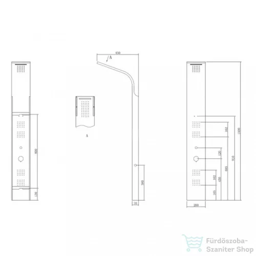 Leziter Alegro Silver hidromasszázs zuhanypanel, rozsdamentes acél LZP-930