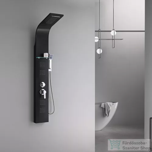 Leziter Alegro Black hidromasszázs zuhanypanel, rozsdamentes acél LZP-940
