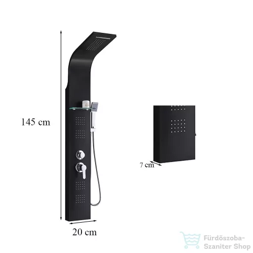 Leziter Alegro Black hidromasszázs zuhanypanel, rozsdamentes acél LZP-940