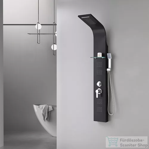 Leziter Alegro Black hidromasszázs zuhanypanel, rozsdamentes acél LZP-940