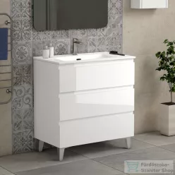   Coycama Paris 60 cm-es Onix New mosdó és 3 fiókos álló alsószekrény kombináció,fényes fehér M055512030301T