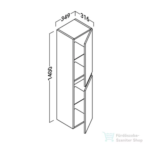 Coycama Dorian 140x34,9x31,6 cm-es 2 ajtós fali szekrény,fényes fehér M059103012001