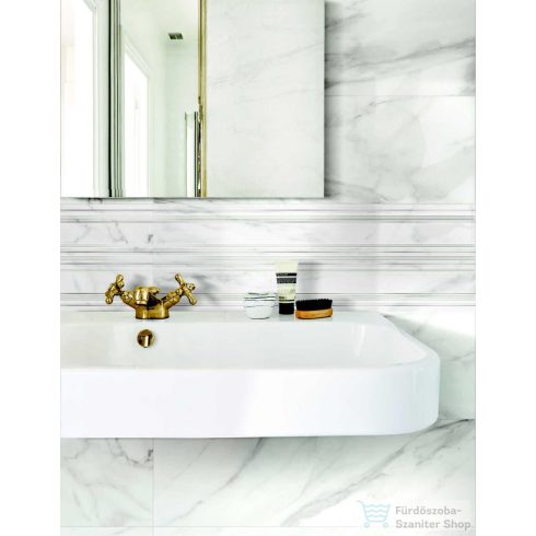Marazzi Marbleplay Decoro Classic White 30x90 cm-es fali dekor csempe M5LJ