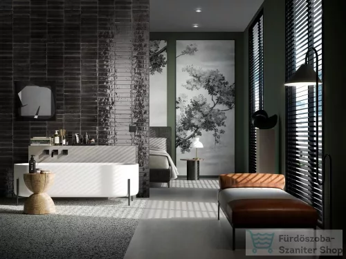 Marazzi Lume Black Lux 6x24 cm-es padlólap és fali csempe M6RP