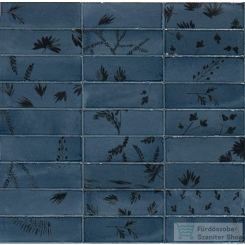 Marazzi Rice Decoro Leaf Blu Lux 5x15 cm-es padlólap M96W