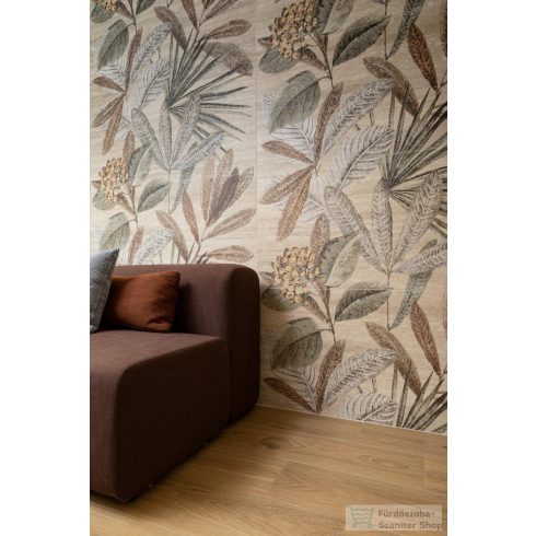 Marazzi Mystone Travertino Classico Panello Botanico 120x120 cm-es fali csempe M9P5