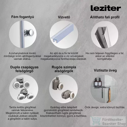 Leziter Marco White II zuhanykabin 90x90-es méretben MAU-MARCWII-90