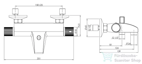 AQUALINE ACTION termosztátos kádtöltő csaptelep, króm MB106