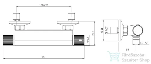 AQUALINE ACTION termosztátos zuhanycsaptelep, króm MB155
