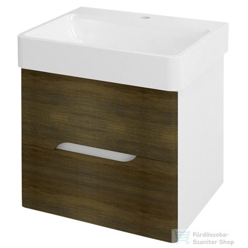 Sapho MEDIENA mosdótartó szekrény, 2 fiókkal, 57x50,7x48,5cm, matt fehér/grafit tölgy (MD061)