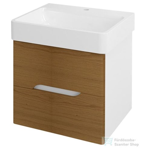 Sapho MEDIENA mosdótartó szekrény, 2 fiókkal, 57x50,7x48,5cm, matt fehér/natúr tölgy (MD062)