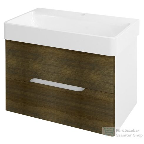 Sapho MEDIENA mosdótartó szekrény, 2 fiókkal, pipererendezővel, 77x50,5x49cm, matt fehér/grafit tölgy (MD081)