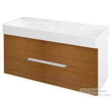  Sapho MEDIENA mosdótartó szekrény, 2 fiókkal, 117x50,5x48,5cm, matt fehér/natúr tölgy (MD122)