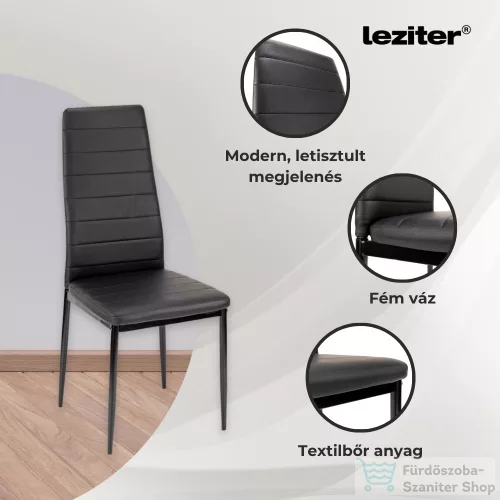 Leziter Tino NOVA Étkezőszék fekete textilbőr + fém - fekete MDC-001-Black