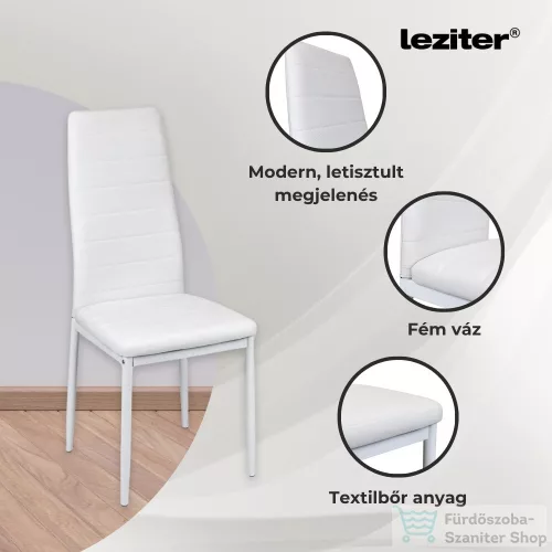 Leziter Tino NOVA Étkezőszék fehér textilbőr + fém - fehér MDC-001-White