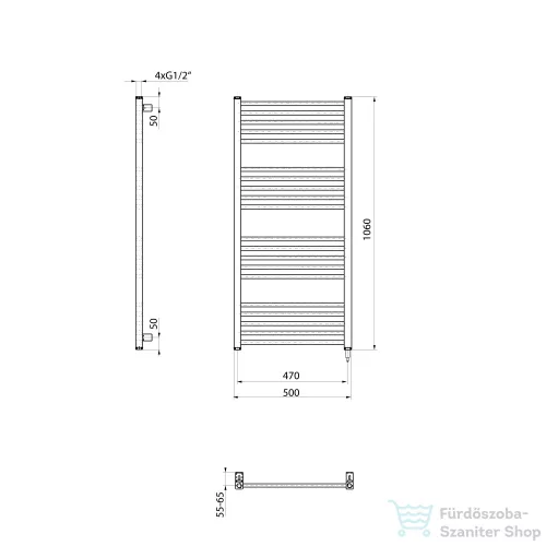 Sapho METRO-E elektromos radiátor, 500x1060mm, 400 W, fehér (ME410)