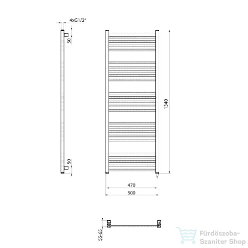 Sapho METRO-E elektromos radiátor, 500x1340mm, 500 W, fehér (ME513)