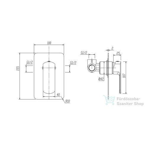 Sapho MIXONA falsík alatti zuhany csaptelep, króm MG041