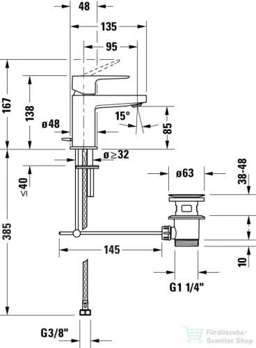 Duravit MANHATTAN S mosdó csaptelep automata leeresztővel, króm MH1010001010
