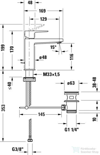 Duravit MANHATTAN M mosdó csaptelep leeresztő nélkül, matt fekete MH1020002046