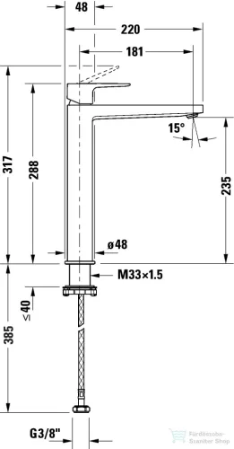 Duravit MANHATTAN XL magasított mosdó csaptelep leeresztő nélkül, króm MH1040002010