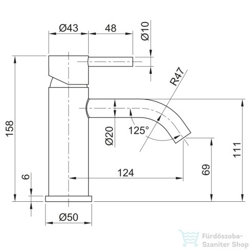 Sapho MINIMAL mosdó csaptelep, leeresztő nélkül, inox MI002