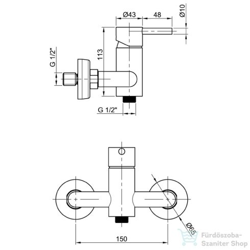 Sapho MINIMAL zuhany csaptelep, zuhanyszett nélkül, inox MI011