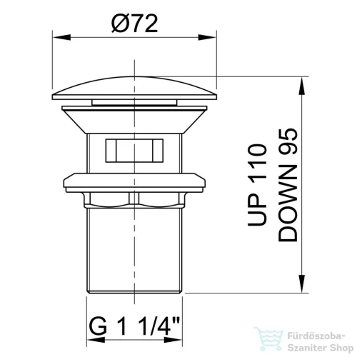 Sapho Minimal Kliklak leeresztő túlfolyós mosdóhoz 1"1/4 inox MI057