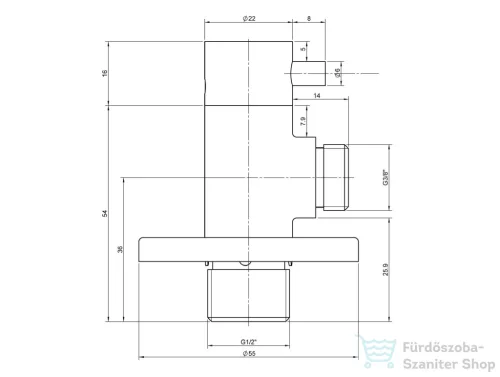 Sapho Sarokszelep 3/8"*1/2" hidegvizes MI058S