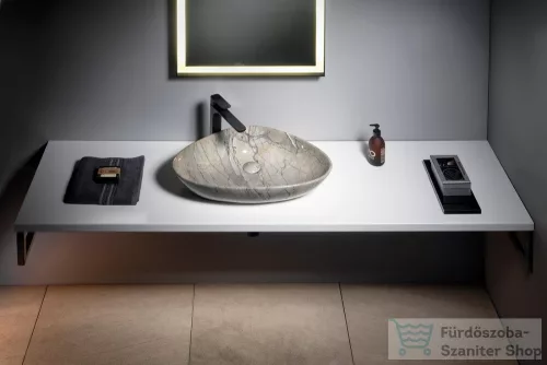 Sapho DALMA kerámiamosdó, 58,5x39x14cm, szürke márvány (MM213)