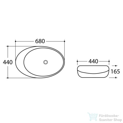 Sapho DALMA kerámiamosdó, 68x44x16,5cm, szürke márvány (MM313)