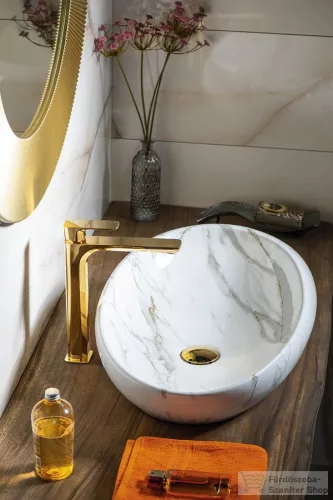 Sapho DALMA kerámiamosdó, 68x44x16,5cm, fehér márvány (MM317)