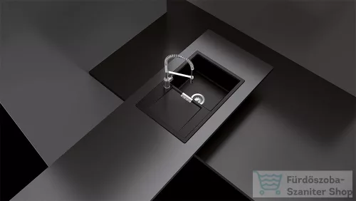 Schock Mono D-100 CRISTADUR® Puro 765 x 510 mm, gránit kompozit konyhai mosogató, intenzív fekete MOND100PURO