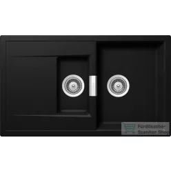   Schock Mono D-150 CRISTADUR® Puro 860 x 510 mm, gránit kompozit konyhai mosogató, intenzív fekete MOND150PURO