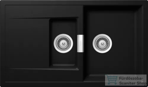 Schock Mono D-150 CRISTADUR® Puro 860 x 510 mm, gránit kompozit konyhai mosogató, intenzív fekete MOND150PURO