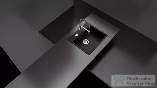 Schock Mono N-100 CRISTADUR® Puro 570 x 510 mm, gránit kompozit konyhai mosogató, intenzív fekete MONN100PUROSA