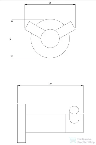 Omnires MODERN PROJEKT dupla akasztó, matt fekete MP60120BL
