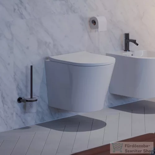 Omnires MODERN PROJEKT fali WC kefe, matt üveg tartóval, szálcsiszolt antracit MP60620AT