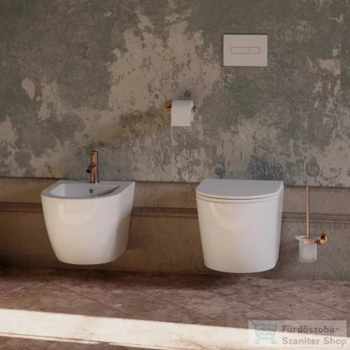 Omnires MODERN PROJEKT fali WC kefe, matt üveg tartóval, szálcsiszolt réz MP60620CPB