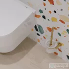 Omnires MODERN PROJEKT fali WC kefe, matt üveg tartóval, szálcsiszolt arany színű MP60620GLB
