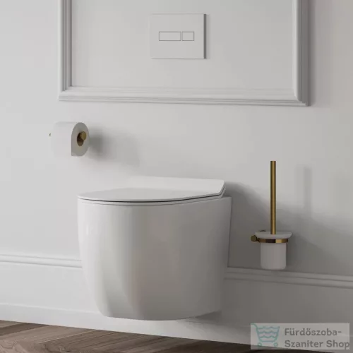 Omnires MODERN PROJEKT fali WC kefe, matt üveg tartóval, polírozott arany színű MP60620GL