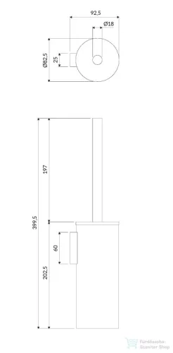 Omnires MODERN PROJEKT fali WC kefe, matt fekete MP60621BL