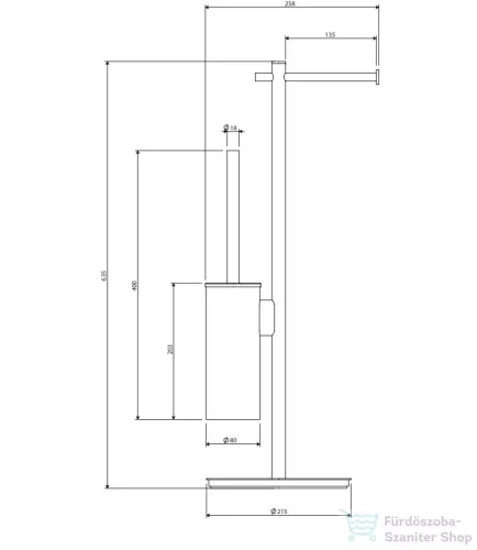 Omnires MODERN PROJEKT álló WC kefe/papír tartó állvány, matt fekete MP60810BL