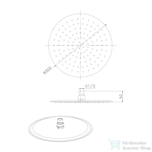 Sapho SLIM fejzuhany, átm:300mm, matt arany (MS573GB)