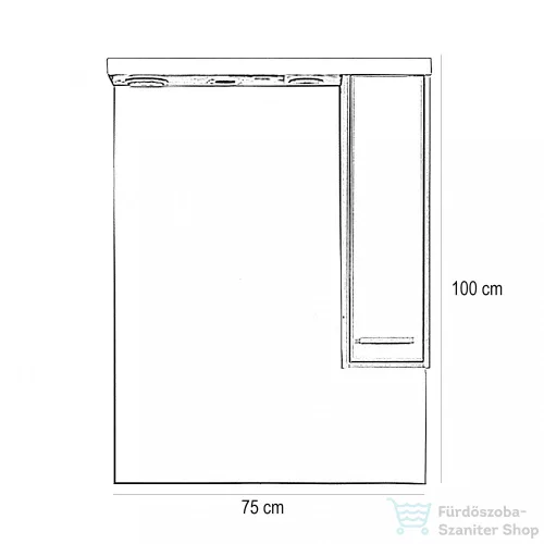 Leziter Nerva 75 cm-es tükrös felsőszekrény, Sonoma tölgy MS75FKZSTST
