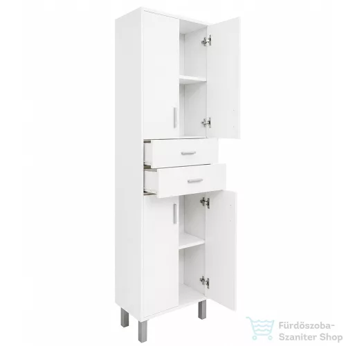 Leziter Nerva 60 magas szekrény 4 ajtóval 2 fiókkal fehér MSK604A2FF